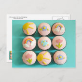 Roze cupcakes met vrolijke toppings briefkaart (Voorkant / Achterkant)