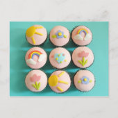 Roze cupcakes met vrolijke toppings briefkaart (Voorkant)