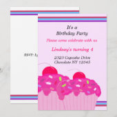 Roze Cupcakes Verjaardagsfeest Uitnodiging (Voorkant / Achterkant)
