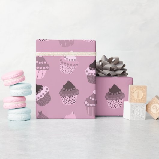 Roze cupcakes Verpakkingspapier Cadeaupapier (Baby Shower)