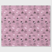 Roze cupcakes Verpakkingspapier Cadeaupapier (Vlak)