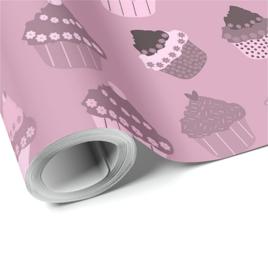 Roze cupcakes Verpakkingspapier Cadeaupapier (Rol Hoek)