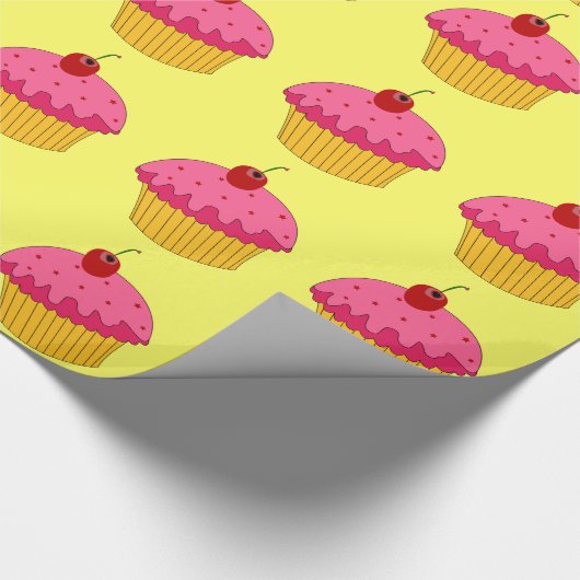 Roze Cupcakes Verpakkingspapier Cadeaupapier (Hoek)