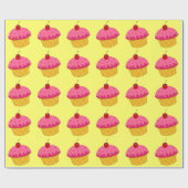 Roze Cupcakes Verpakkingspapier Cadeaupapier (Vlak)