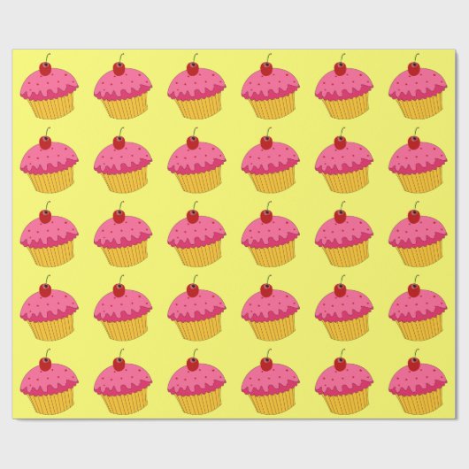 Roze Cupcakes Verpakkingspapier Cadeaupapier (Vlak)