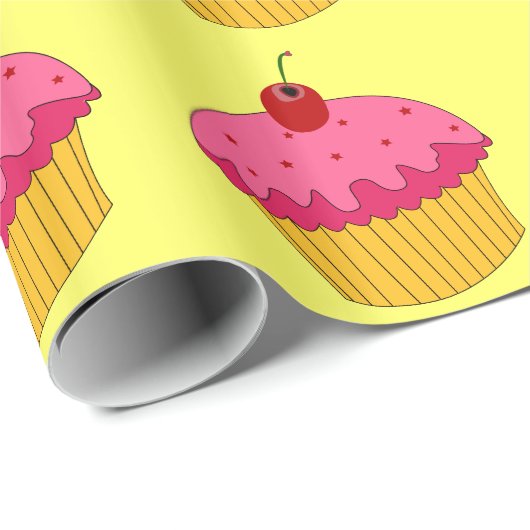 Roze Cupcakes Verpakkingspapier Cadeaupapier (Rol Hoek)