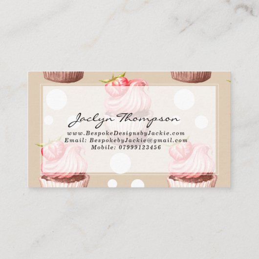  roze cupcakes visitekaartje (Achterkant)