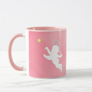 Roze Cupid Tennis Player en Racket met tekst Mok