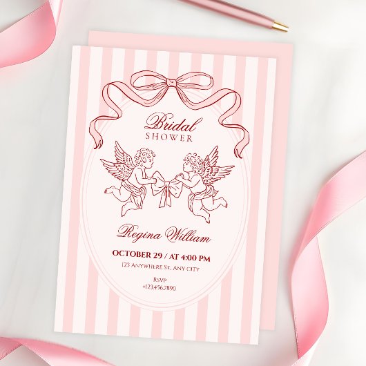 Roze Cupido engel bruidsdouche Kaart