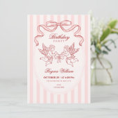 Roze Cupido engel verjaardag Kaart (Staand voorkant)