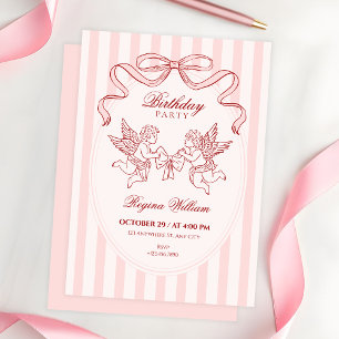 Roze Cupido engel verjaardag Kaart