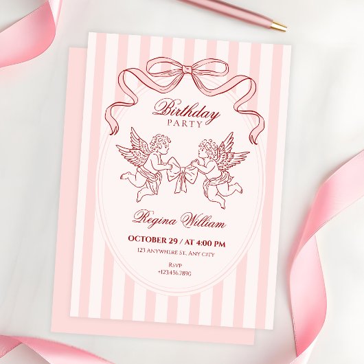 Roze Cupido engel verjaardag Kaart