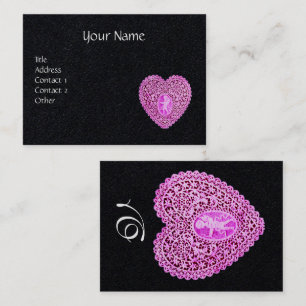 ROZE CUPIDO KANT HART MONOGRAM Zwart papier Visitekaartje
