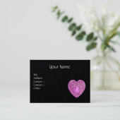 ROZE CUPIDO KANTEN HART MONOGRAM Zwarte Papier Visitekaartje (Staand voorkant)