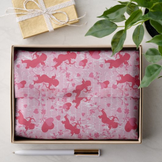 Roze Cupids en Harten Tissuepapier (Geschenk)