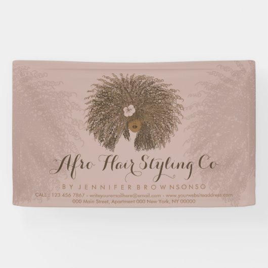 Roze Curl Afro Hair Stylist Spandoek (Horizontaal)