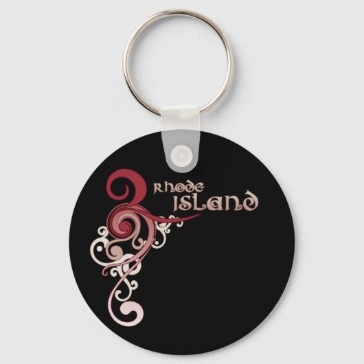 Roze Curly Swirl Rhode Island Sleutelhanger Donker (Voorkant)
