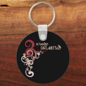 Roze Curly Swirl Rhode Island Sleutelhanger Donker (Voorkant)