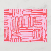 Roze Curve Wavy Squiggle Abstract Modern Feestdagenkaart (Voorkant)