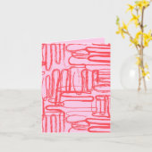 Roze Curve Wavy Squiggle Abstract Modern Kaart (Gele Bloem)