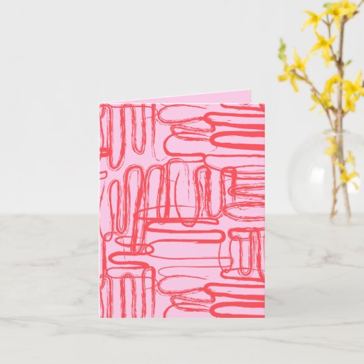 Roze Curve Wavy Squiggle Abstract Modern Kaart (Gele Bloem)