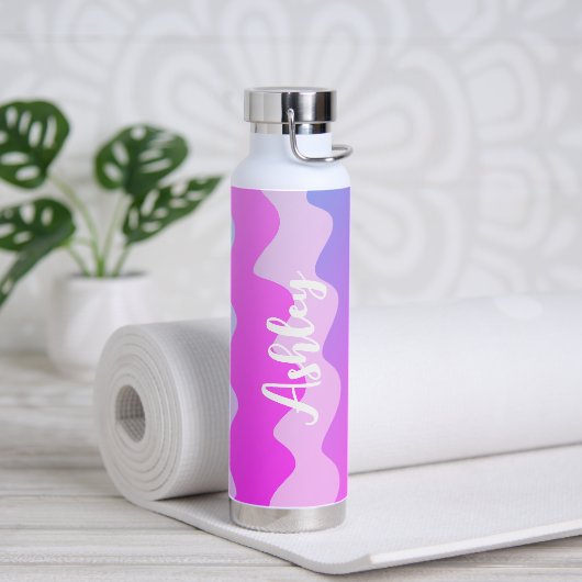 Roze Curven AANGEPASTE Chique Naam Gepersonaliseer Waterfles (Yoga)