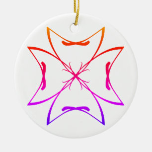 Roze Curven Doodle Mandala #25 Keramisch Ornament