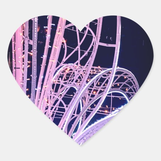 Roze curven hart sticker (Voorkant)