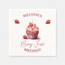 Roze Custom Berry Eerste Verjaardag Cupcake