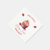 Roze Custom Berry Eerste Verjaardag Cupcake Servet (Hoek)