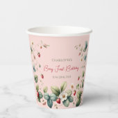 Roze Custom Berry Eerste Verjaardag Papieren Bekers (Achterkant)
