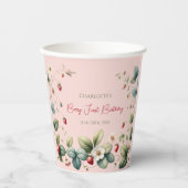 Roze Custom Berry Eerste Verjaardag Papieren Bekers (Voorkant)