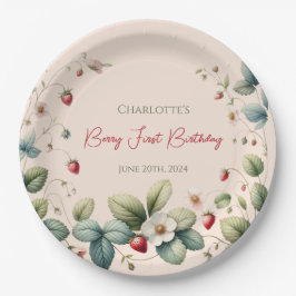 Roze Custom Berry Eerste Verjaardag Papieren Bordje
