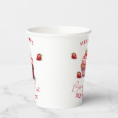 Roze Custom Berry Eerste Verjaardag Party Papieren Bekers (Links)