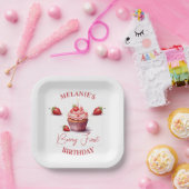 Roze Custom Berry Eerste Verjaardag Party Papieren Bordje (Feest)