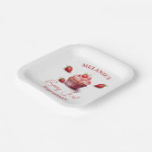 Roze Custom Berry Eerste Verjaardag Party Papieren Bordje (Gebogen)