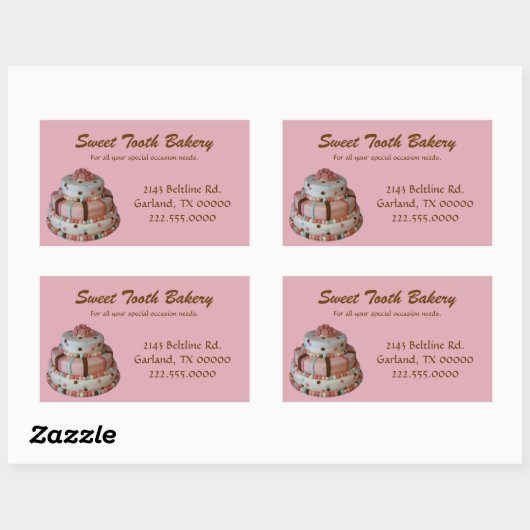 Roze Custom Cake Bakery Box Stickers (Vel)