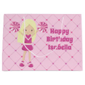  Roze Custom Cheerleader Meisjes Pink Verjaardag Groot Cadeauzakje (Voorkant)