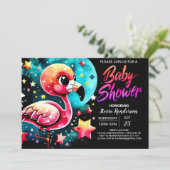 Roze Custom Flamingo Elegant Baby shower Kaart (Staand voorkant)