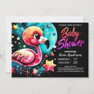 Roze Custom Flamingo Elegant Baby shower Kaart