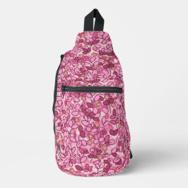 Roze Custom Leaf Cluster met Tiny Flowers Sling Bag