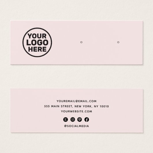 Roze Custom Logo Stud Oorbel Display Houder Mini Visitekaartjes (Voorkant /achterkant)