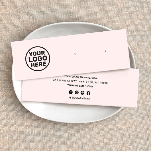 Roze Custom Logo Stud Oorbel Display Houder Mini Visitekaartjes