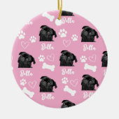 Roze Custom Love Paw Print Hondenliefhebber Pet Fo Keramisch Ornament (Voorkant)