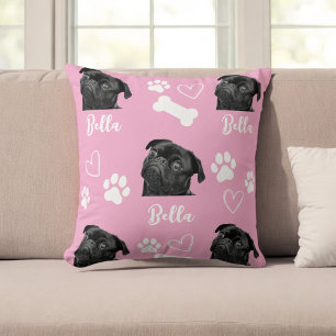 Roze Custom Love Paw Print Hondenliefhebber Pet Fo Kussen