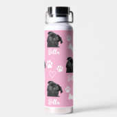 Roze Custom Love Paw Print Hondenliefhebber Pet Fo Waterfles (Achterkant)