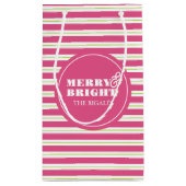 Roze Custom Merry & Bright Christmas Klein Cadeauzakje (Achterkant)