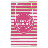 Roze Custom Merry & Bright Christmas Klein Cadeauzakje (Voorkant)