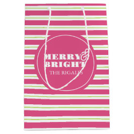 Roze Custom Merry & Bright Christmas Medium Cadeauzakje