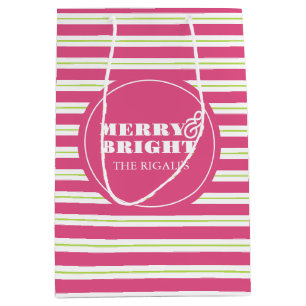 Roze Custom Merry & Bright Christmas Medium Cadeauzakje